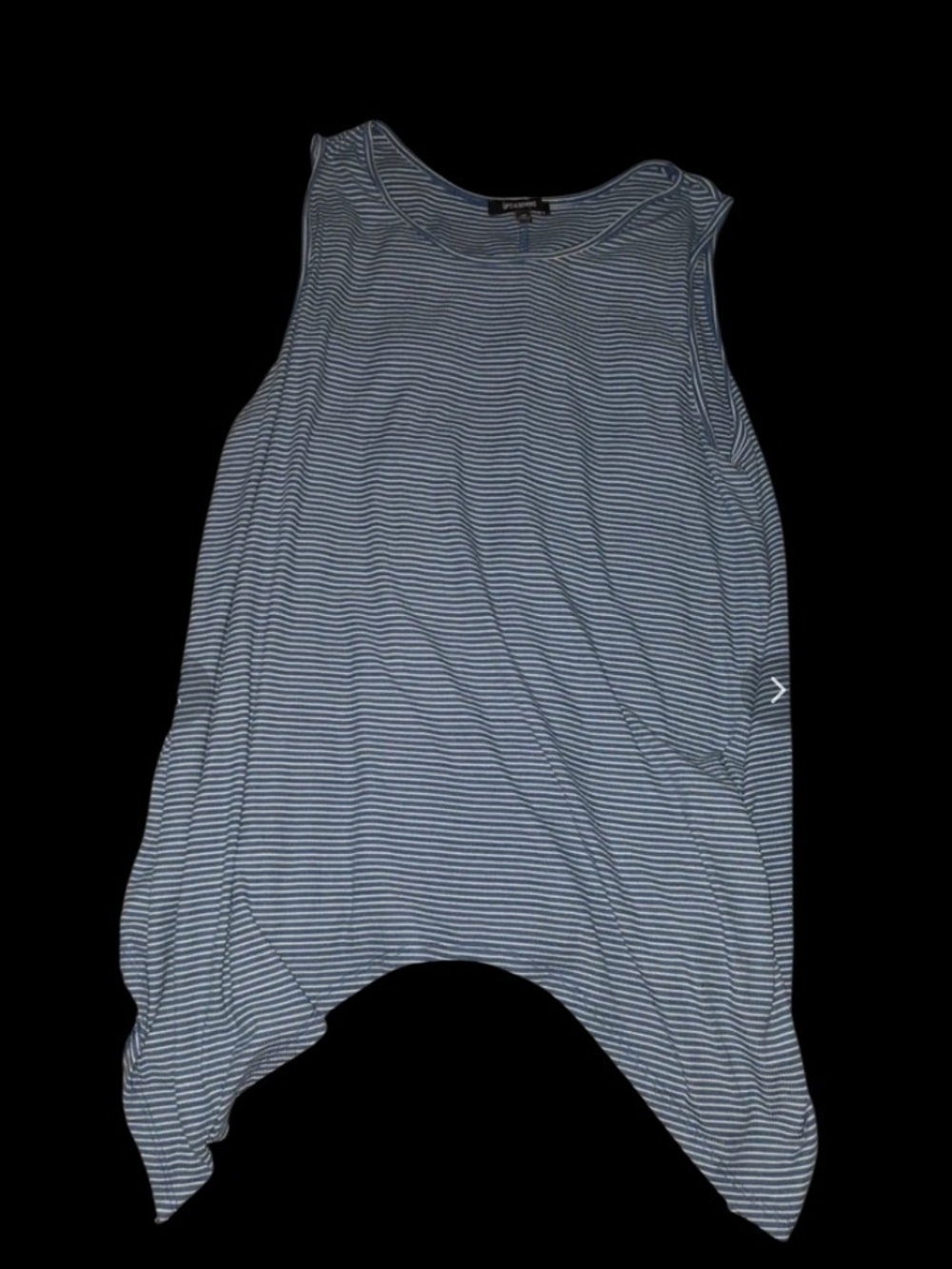 UPS & Downs Sz 2X Blue And White Striped Lagenlook Assimetric Sleeveless Tunic